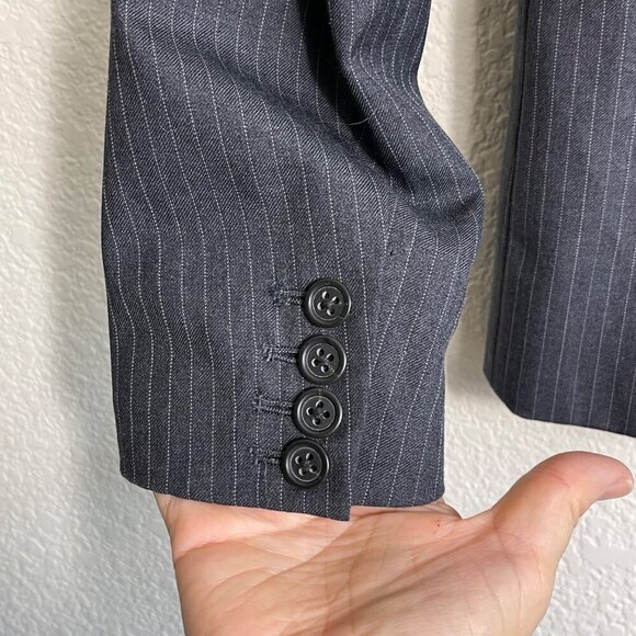 J. Crew Women Super 120  Wool Grey Pin Strip Jacket Blazer Size 6 - Picture 11 of 12